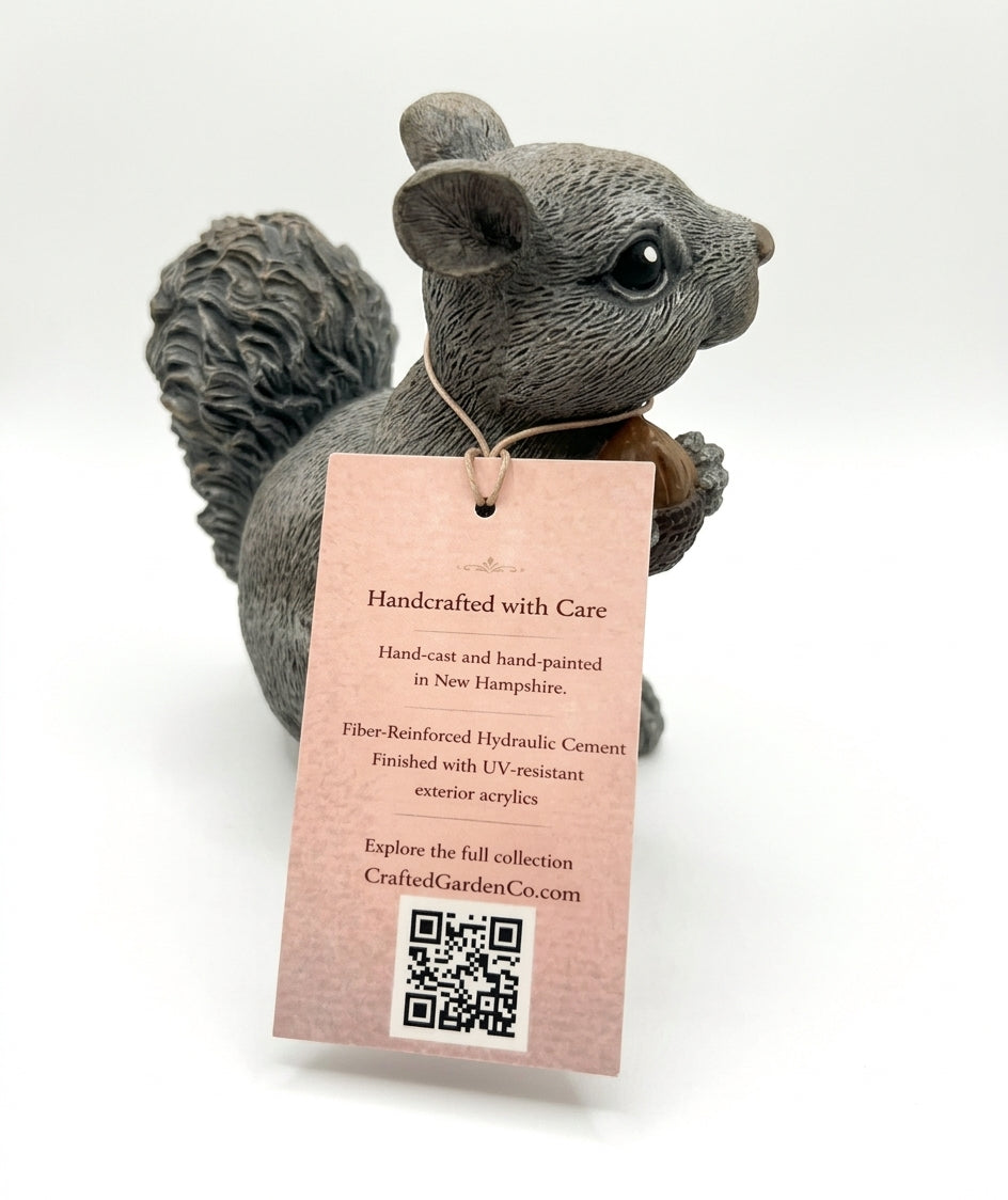 Handmade Concrete Squirrel Statue | Freddie