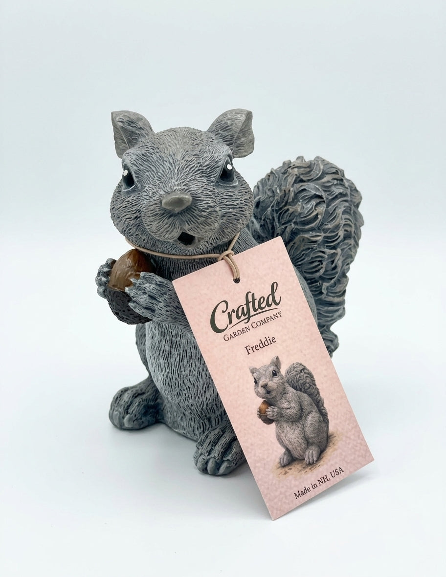 Handmade Concrete Squirrel Statue | Freddie