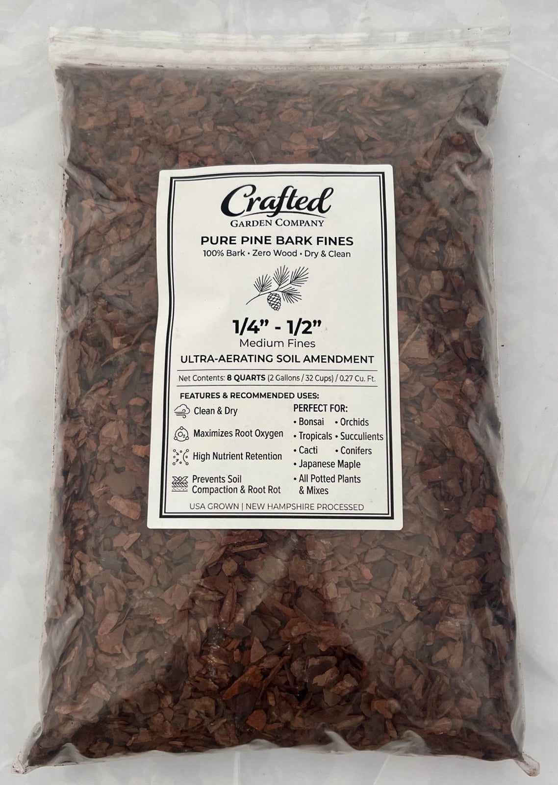 Pure Pine Bark Fines | 1/4" to 1/2" (8 Qt)