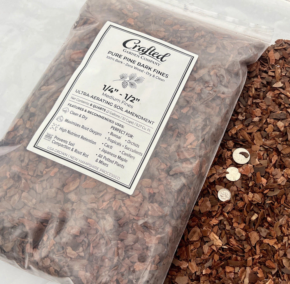 Pure Pine Bark Fines | 1/4" to 1/2" (8 Qt)